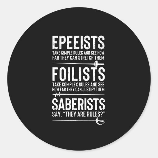 Epec-Fencer-Fencer-Säbelfencing Runder Aufkleber (Vorderseite)