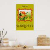 Eph 2:8 Gelber und schwarzer Kanarienvogel Poster (Küche)