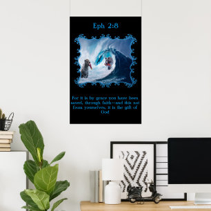 Eph 2:8 Grizzly Bären im Ozean Poster