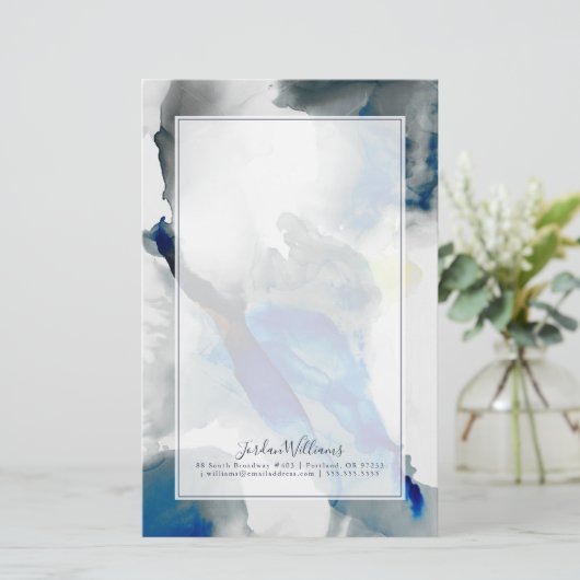 Ephemer - Blau u. Grau Briefpapier (Stehend Vorderseite)