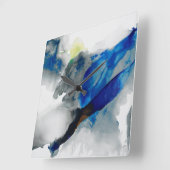 Ephemer - Blau u. Grau Quadratische Wanduhr (Winkel)