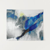 Ephemer - Blau u. Grau Wandteppich (Vorderseite (Horizontal))