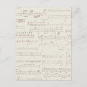 ephemera16 LIGHT GRAY MUSIC BARS NOTES BACKGRUNDS Postkarte