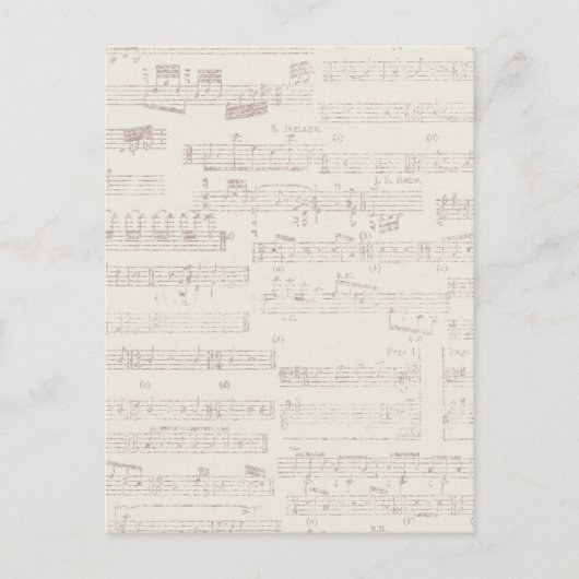 ephemera16 LIGHT GRAY MUSIC BARS NOTES BACKGRUNDS Postkarte (Vorderseite)