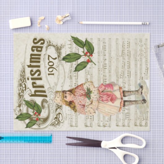 Ephemera1907 Weihnachts Carol Holly Berry Decoupag Seidenpapier (Handwerk)