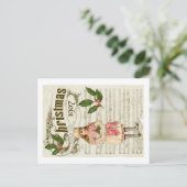 Ephemera 1907 Weihnachts Carol Script Holly Berry Postkarte (Stehend Vorderseite)
