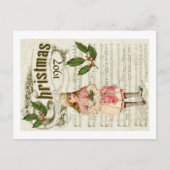 Ephemera 1907 Weihnachts Carol Script Holly Berry Postkarte (Vorderseite)