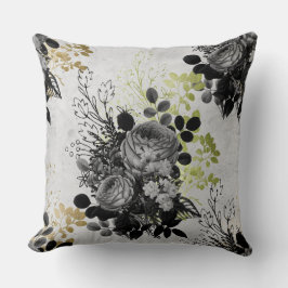 Ephemera Black & Gold Floral Kissen