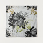 Ephemera Black & Gold Floral Wandteppich (Vorderseite (Horizontal))