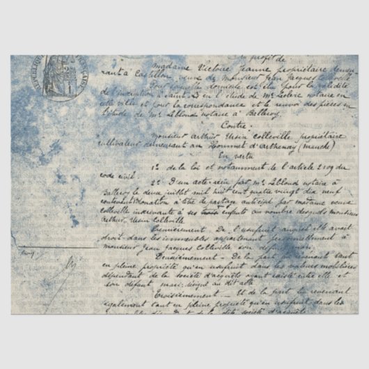 Ephemera Blue Paper Serie Design 9 Seidenpapier (Vorderseite)
