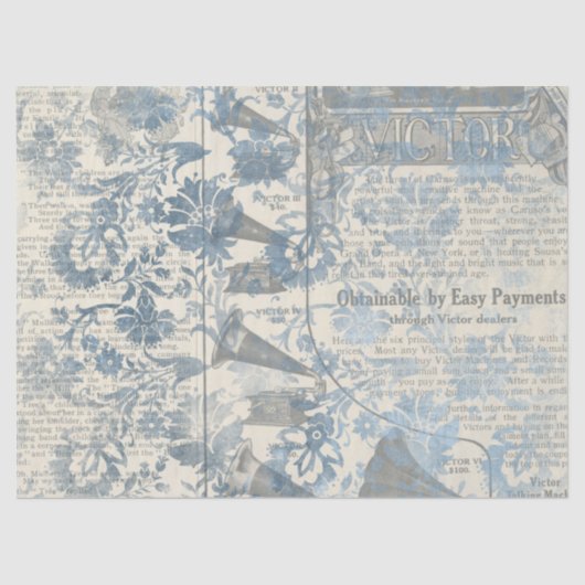 Ephemera Blue Paper Series Design 15 Seidenpapier (Vorderseite)