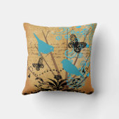 Ephemera Bright Modern Tree Bird Vintag Butterfly Kissen (Rückseite)