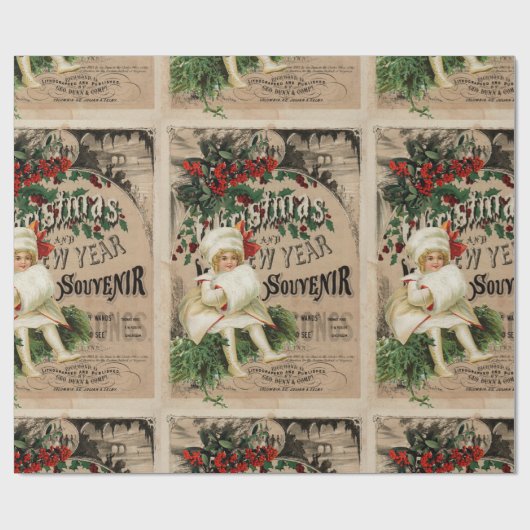 Ephemera Christmas New Year Souvenir Poster Geschenkpapier (Flach)