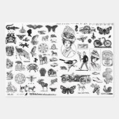 Ephemera Collage Papierblätter für Entcoupage Geschenkpapier Set (Vorderseite 2)