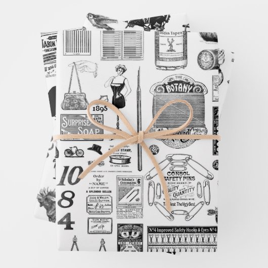 Ephemera Collage Papierblätter für Entcoupage Geschenkpapier Set (Beispiel)