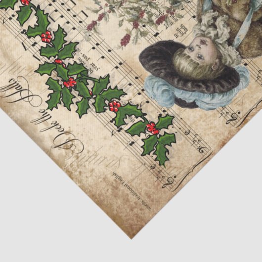 Ephemera Deck der Hall Weihnachtslied Decoupage Seidenpapier (Ausschnitt)