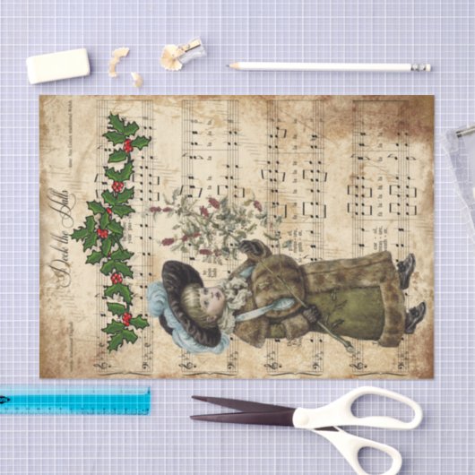 Ephemera Deck der Hall Weihnachtslied Decoupage Seidenpapier (Handwerk)