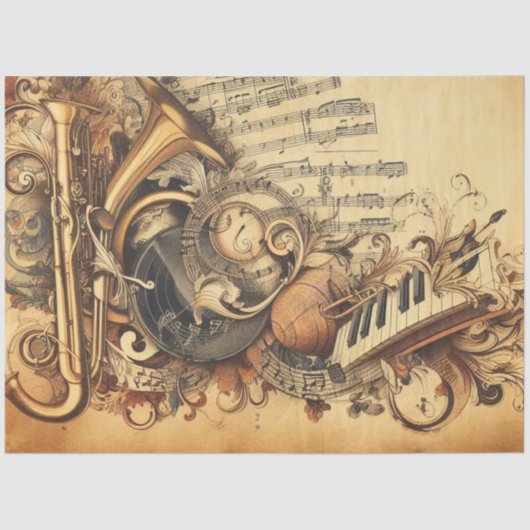 Ephemera Decoupage Möbel Scrapbooking Musik Seidenpapier (Vorderseite)