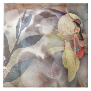 Ephemera-Dekupage Vintage-Fee Fliese