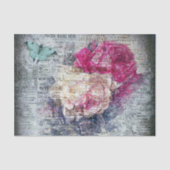 Ephemera Floral Butterfly Newsprint Decoupage Seidenpapier (Vorderseite)