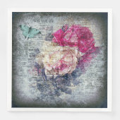 Ephemera Floral Butterfly Newsprint Decoupage Serviette (Vorderseite)