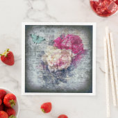 Ephemera Floral Butterfly Newsprint Decoupage Serviette (Beispiel)