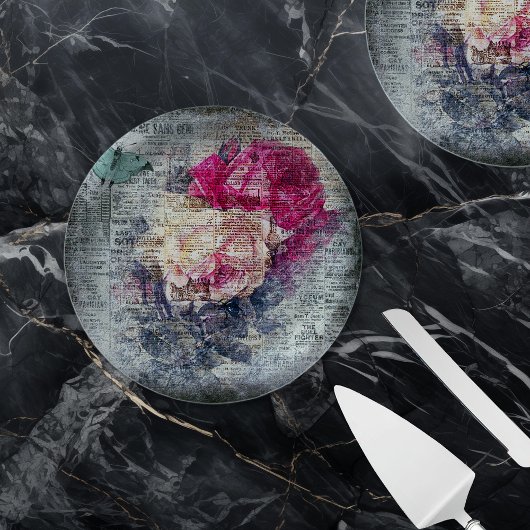 Ephemera Floral Butterfly Newsprint Pappteller