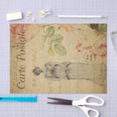 Ephemera Französisch Frau Pink Roses Floral Decoup Seidenpapier (Handwerk)