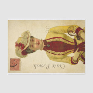 Ephemera Französisch-modische Frau Dekoupage Seidenpapier