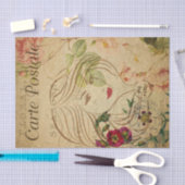 Ephemera Französisch Postcard Line Art Decoupage Seidenpapier (Handwerk)