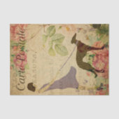 Ephemera Französisch Postkartenfrau Hund Decoupage Seidenpapier (Vorderseite)