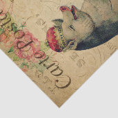 Ephemera Französisches Postkartenschwein mit Krone Seidenpapier (Ausschnitt)