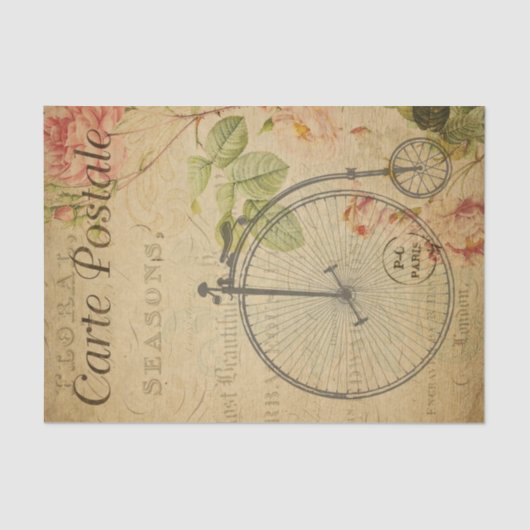 Ephemera French Penny Farthing Bicycle Decoupage Seidenpapier (Vorderseite)