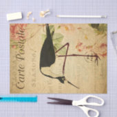 Ephemera French Postcard Avocet Bird Decoupage Seidenpapier (Handwerk)