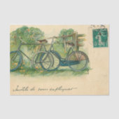 Ephemera French Postcard Bicycles Decoupage Seidenpapier (Vorderseite)