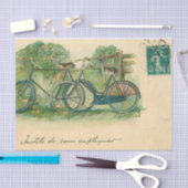 Ephemera French Postcard Bicycles Decoupage Seidenpapier (Handwerk)