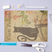 Ephemera French Postcard Black Cat Decoupage Seidenpapier (Handwerk)