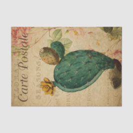Ephemera French Postcard Cacti Pflanze Decoupage Seidenpapier