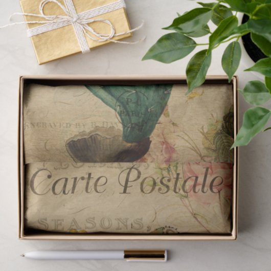 Ephemera French Postcard Cacti Pflanze Decoupage Seidenpapier (Geschenk)