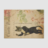 Ephemera French Postcard Dancing Cat Decoupage Seidenpapier (Vorderseite)