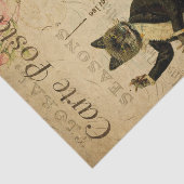 Ephemera French Postcard Dancing Cat Decoupage Seidenpapier (Ausschnitt)