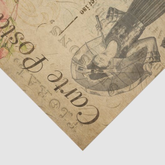 Ephemera French Postcard Edwardian Lady Decoupage Seidenpapier (Ausschnitt)