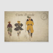 Ephemera French Postcard Family Cycling Decoupage Seidenpapier (Vorderseite)