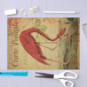 Ephemera French Postcard Flamingo Floral Decoupage Seidenpapier (Handwerk)