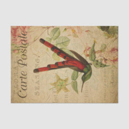 Ephemera French Postcard Hummingbird Decoupage Seidenpapier