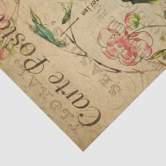 Ephemera French Postcard Kingfisher Bird Decoupage Seidenpapier (Ausschnitt)