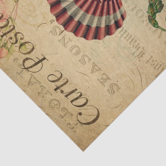 Ephemera French Postcard Muscheln Decoupage Seidenpapier (Ausschnitt)