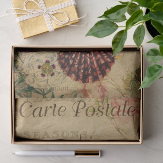Ephemera French Postcard Muscheln Decoupage Seidenpapier (Geschenk)