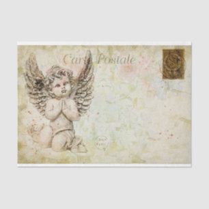 Ephemera French Postcard Niedlich Baby Angle Decou Seidenpapier