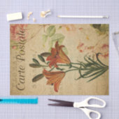 Ephemera French Postcard Orange Lilly Decoupage Seidenpapier (Handwerk)